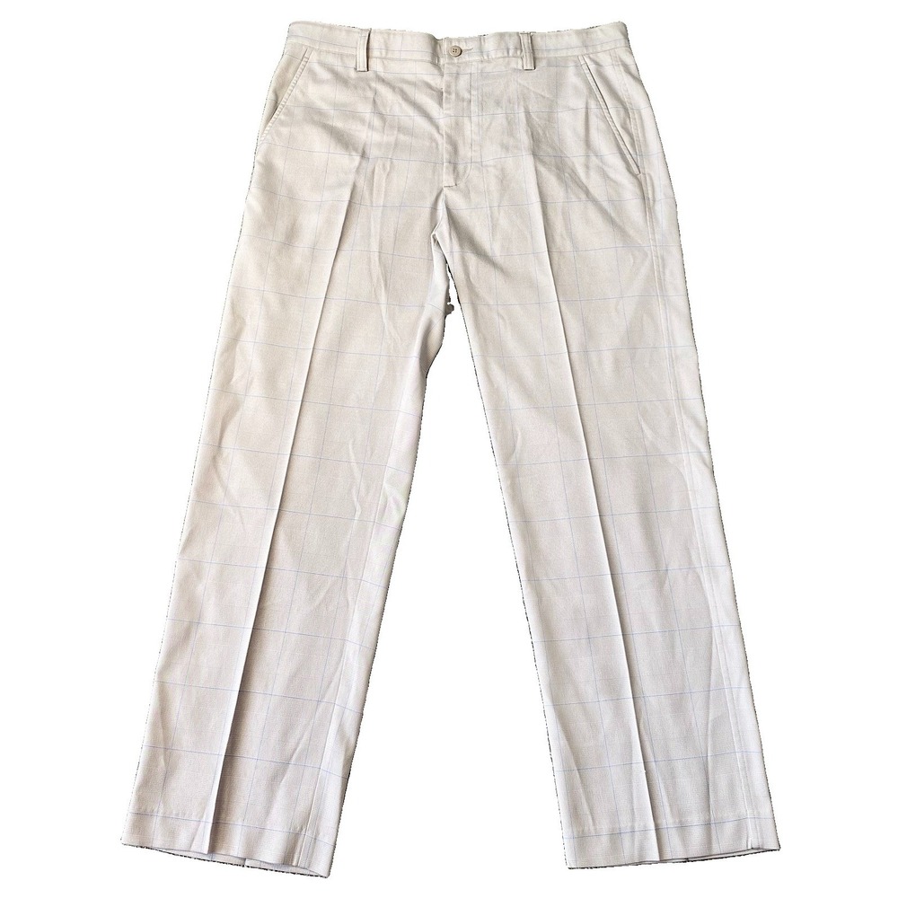 FootJoy FJ Golf Pants Mens 36x30 Tan Windowpane Check Performance Stretch